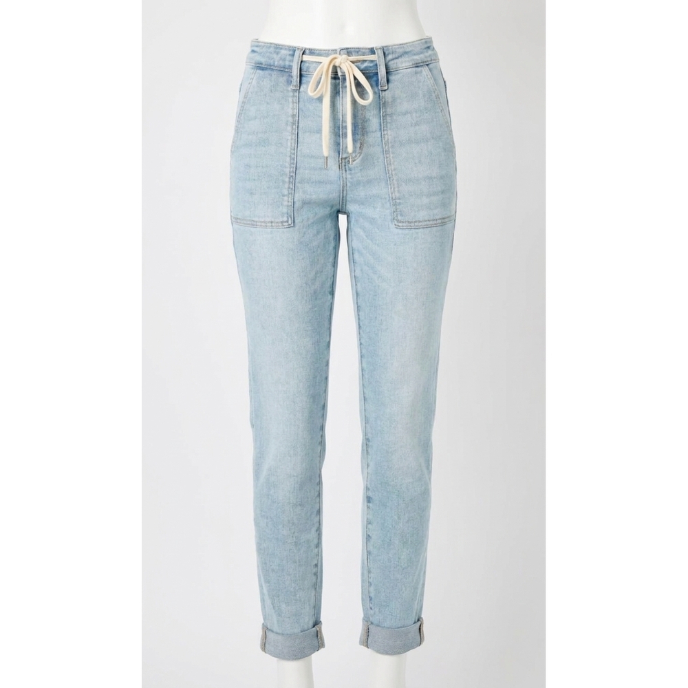 NEW JUDY BLUE high waist vintage double cuff jogger in light wash